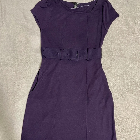 H&M Purple Dress with Belt Size 14 - Picture 1 of 11